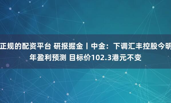 正规的配资平台 研报掘金丨中金：下调汇丰控股今明年盈利预测 目标价102.3港元不变